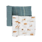 Organic Cotton Muslin Swaddle Blanket 2 Pack - Animal Crackers