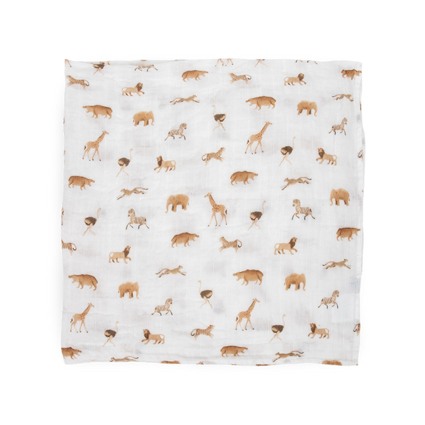Organic Cotton Muslin Swaddle Blanket 2 Pack - Animal Crackers