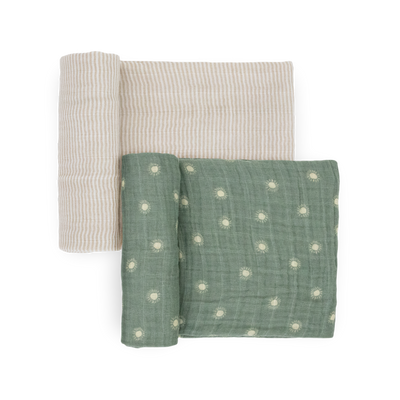 Organic Cotton Muslin Swaddle Blanket 2 Pack - Sage Suns