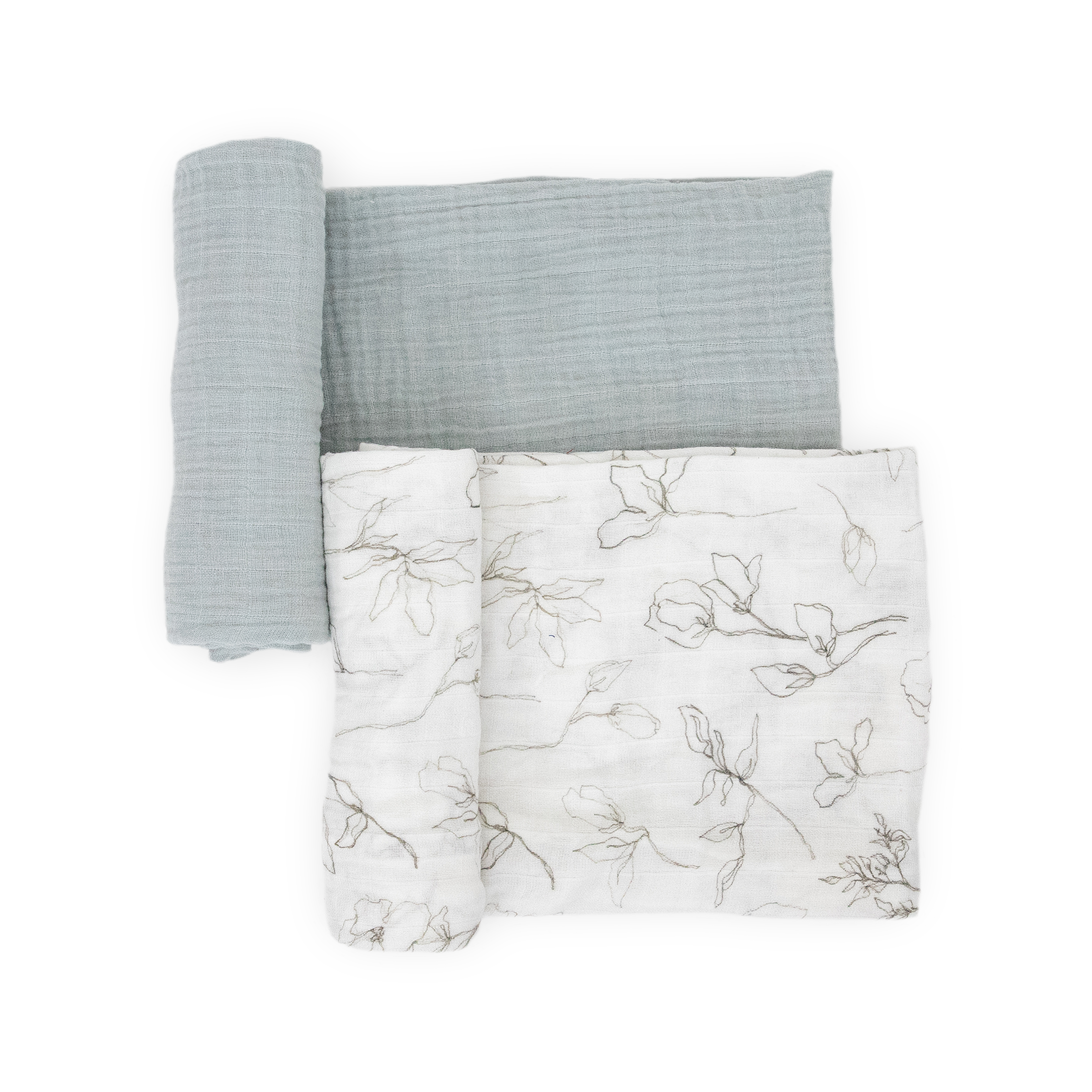 Organic Cotton Muslin Swaddle Blanket 2 Pack - Pencil Floral