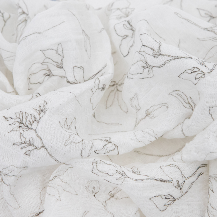 Organic Cotton Muslin Swaddle Blanket 2 Pack - Pencil Floral