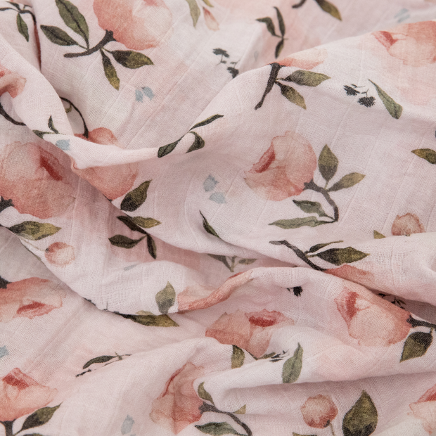 Organic Cotton Muslin Swaddle Blanket - Watercolor Floret