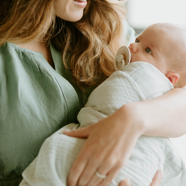 Organic Cotton Muslin Swaddle Blanket - White Sage