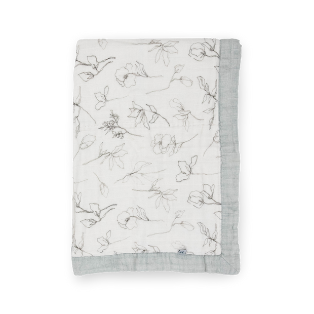 Organic Cotton Muslin Baby Quilt - Pencil Floral