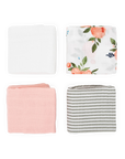 Cotton Muslin Squares 4 Pack - Watercolor Roses