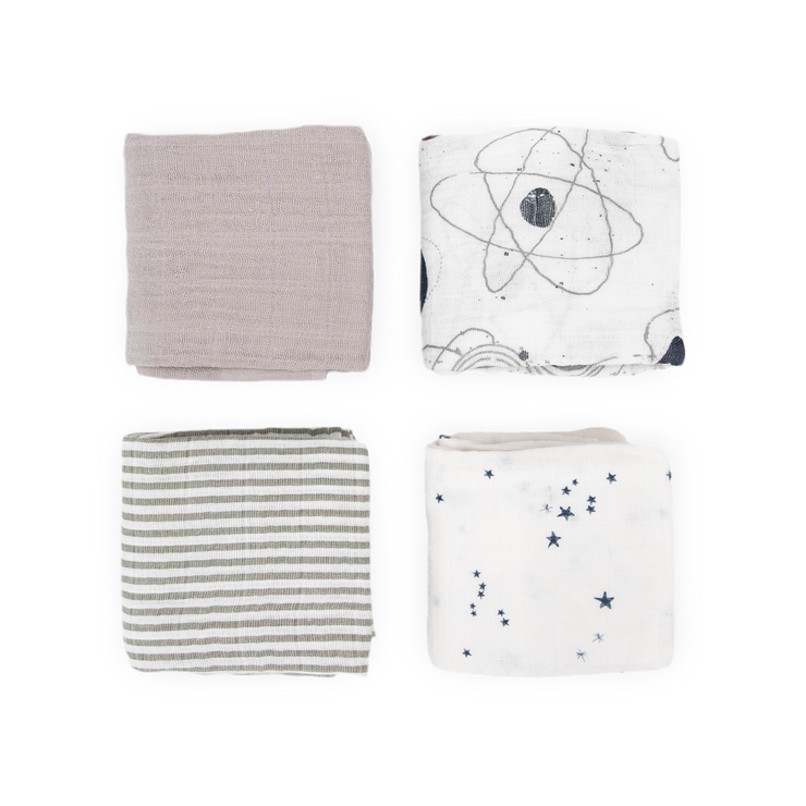 Cotton Muslin Squares 4 Pack - Planetary