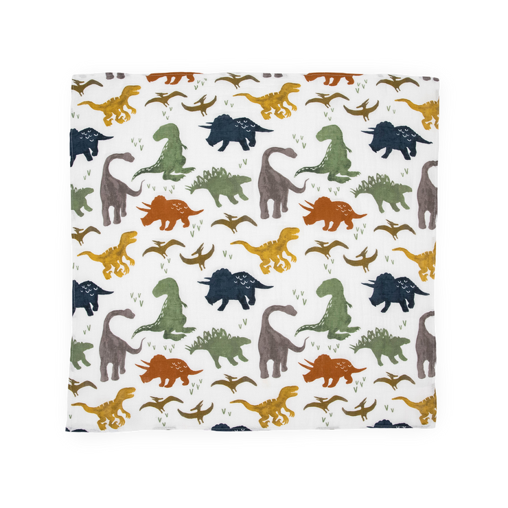 Cotton Muslin Squares 4 Pack - Dino Friends