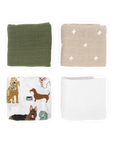 Cotton Muslin Squares 4 Pack - Woof