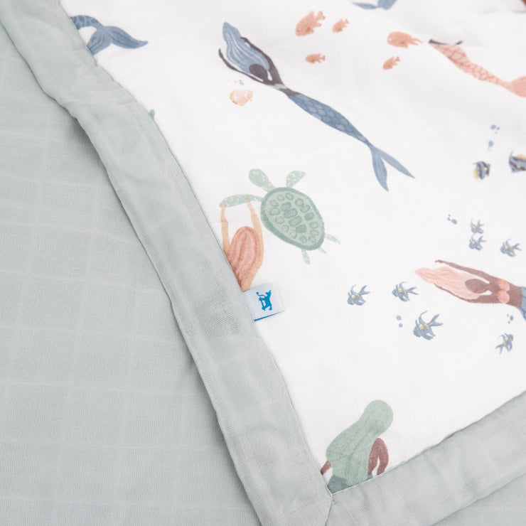 Cotton Muslin Toddler Comforter - Mermaid Party