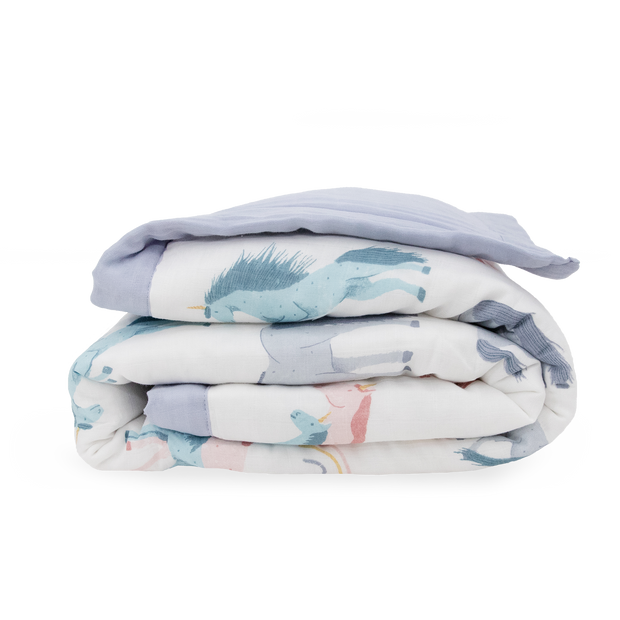 Cotton Muslin Toddler Comforter - Unicorns