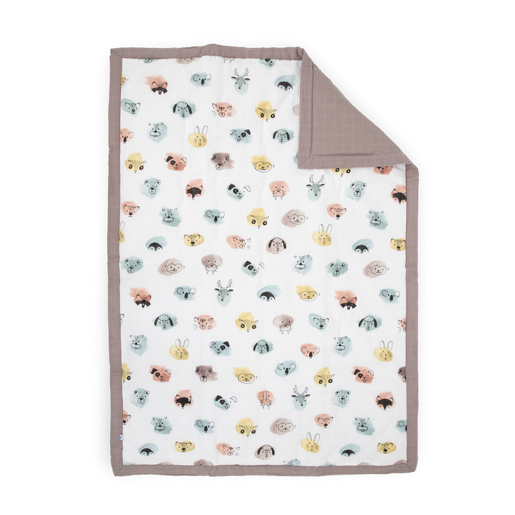 Cotton Muslin Toddler Comforter - Watercolor Critters