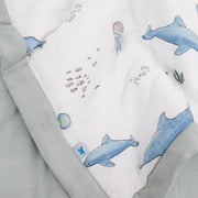 Cotton Muslin Toddler Comforter - Whales