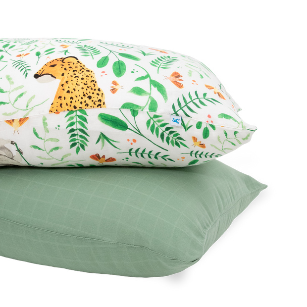 Cotton Muslin Pillowcase 2 Pack - Mighty Jungle
