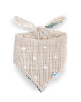 Cotton Muslin Reversible Bandana Bib - Taupe Cross