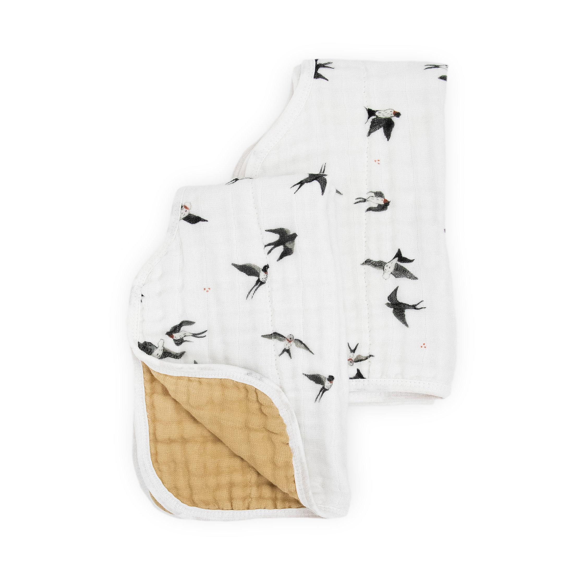 Organic Cotton Muslin Burp Cloth 2 Pack - Swallows + Wheat