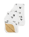 Organic Cotton Muslin Burp Cloth 2 Pack - Swallows + Wheat