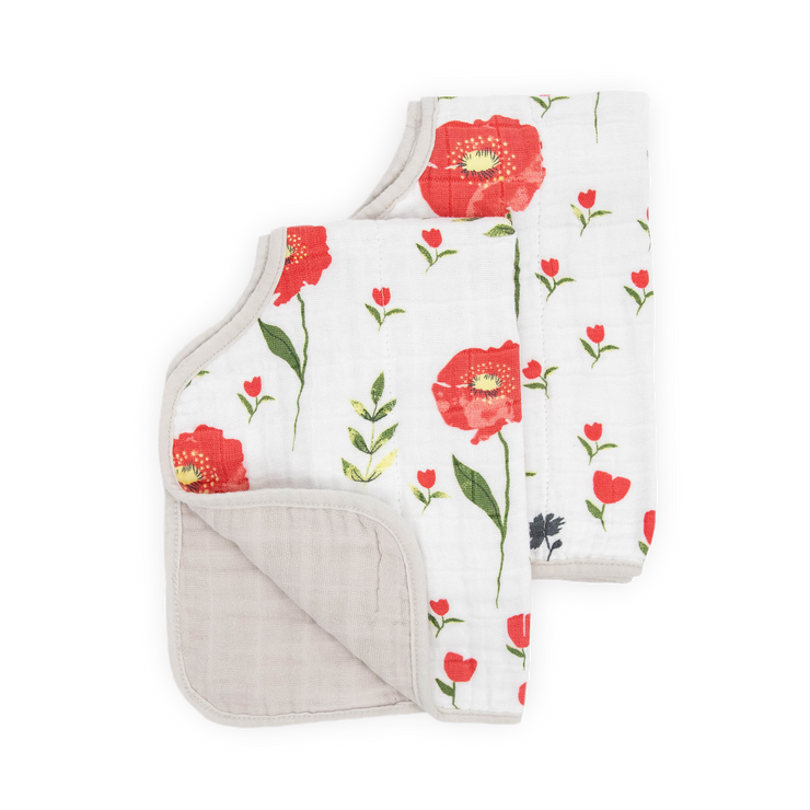 Cotton Muslin Burp Cloth 2 Pack - Summer Poppy