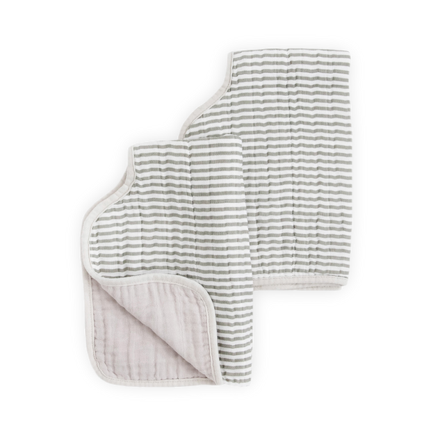 Cotton Muslin Burp Cloth 2 Pack - Grey Stripe