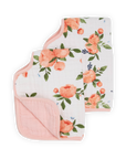 Cotton Muslin Burp Cloth 2 Pack - Watercolor Roses