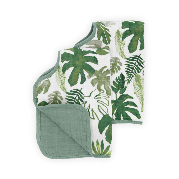 Cotton Muslin Burp Cloth 2 Pack - Tropical Leaf