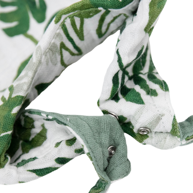 Cotton Muslin Reversible Bandana Bib 2 Pack - Tropical Leaf