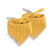 Cotton Muslin Reversible Bandana Bib 2 Pack - Pressed Petals