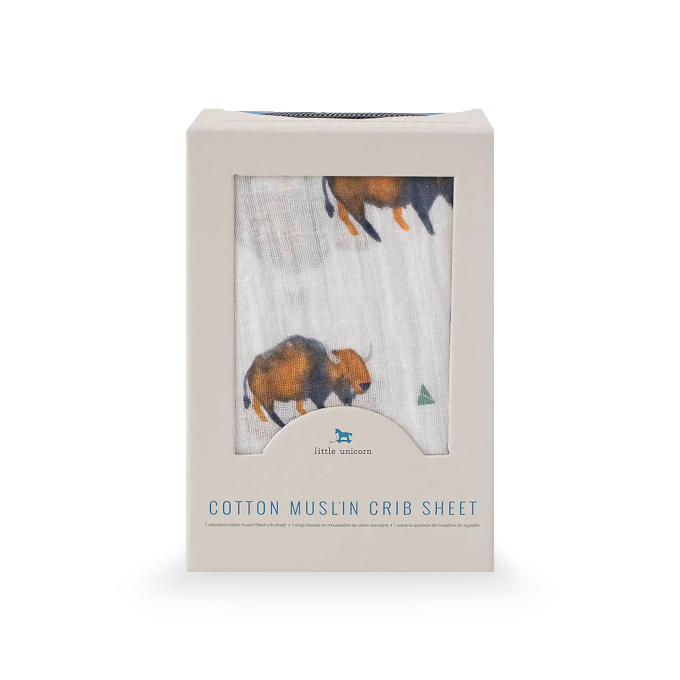 Cotton Muslin Crib Sheet - Bison