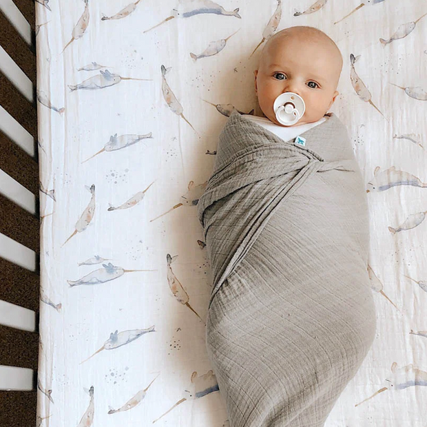 Cotton Muslin Crib Sheet - Narwhal