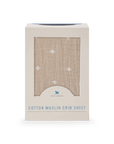 Cotton Muslin Crib Sheet - Taupe Cross