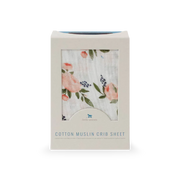 Cotton Muslin Crib Sheet - Watercolor Roses