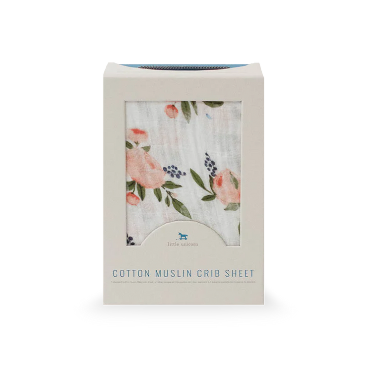 Cotton Muslin Crib Sheet - Watercolor Roses