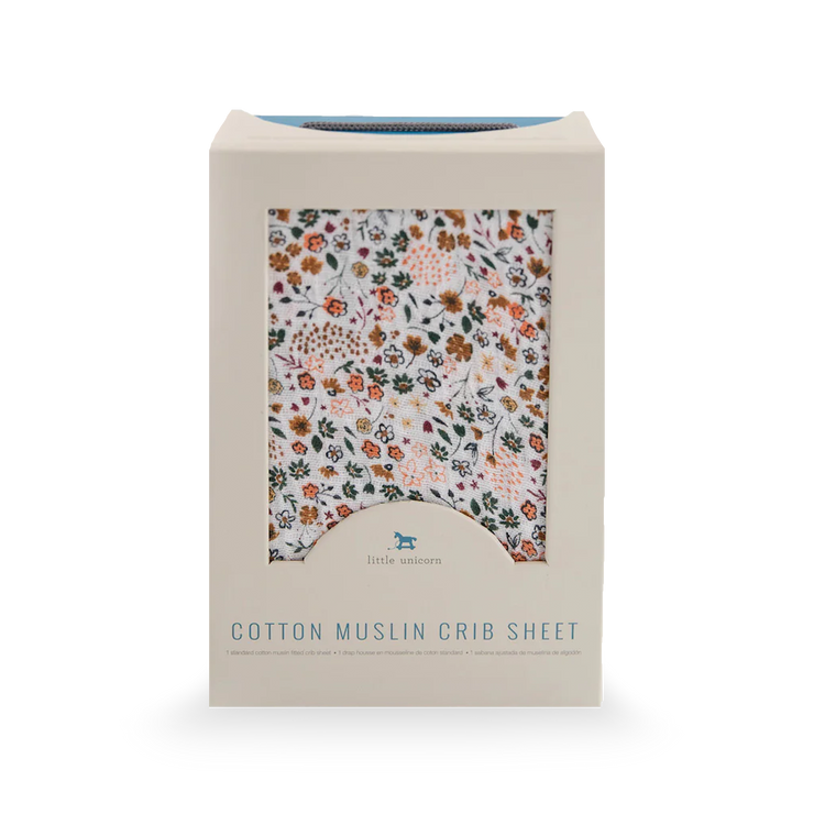 Cotton Muslin Crib Sheet - Pressed Petals
