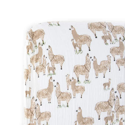 Cotton Muslin Crib Sheet - Llama Llama