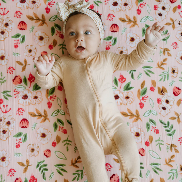 Cotton Muslin Crib Sheet Vintage Floral Little Unicorn Canada