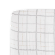 Cotton Muslin Crib Sheet - Grey Plaid