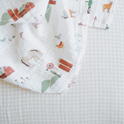 Cotton Muslin Crib Sheet - Tan Gingham