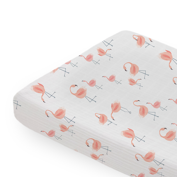 Cotton Muslin Changing Pad Cover - Pink Ladies