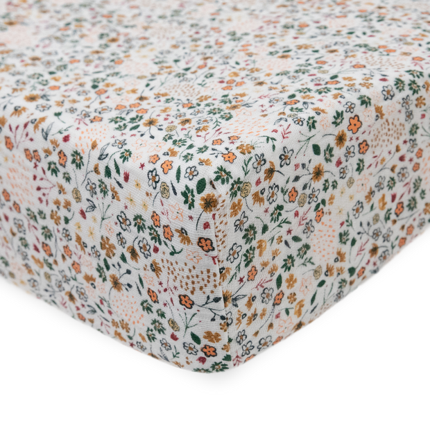 Cotton Muslin Changing Pad Cover - Pressed Petals