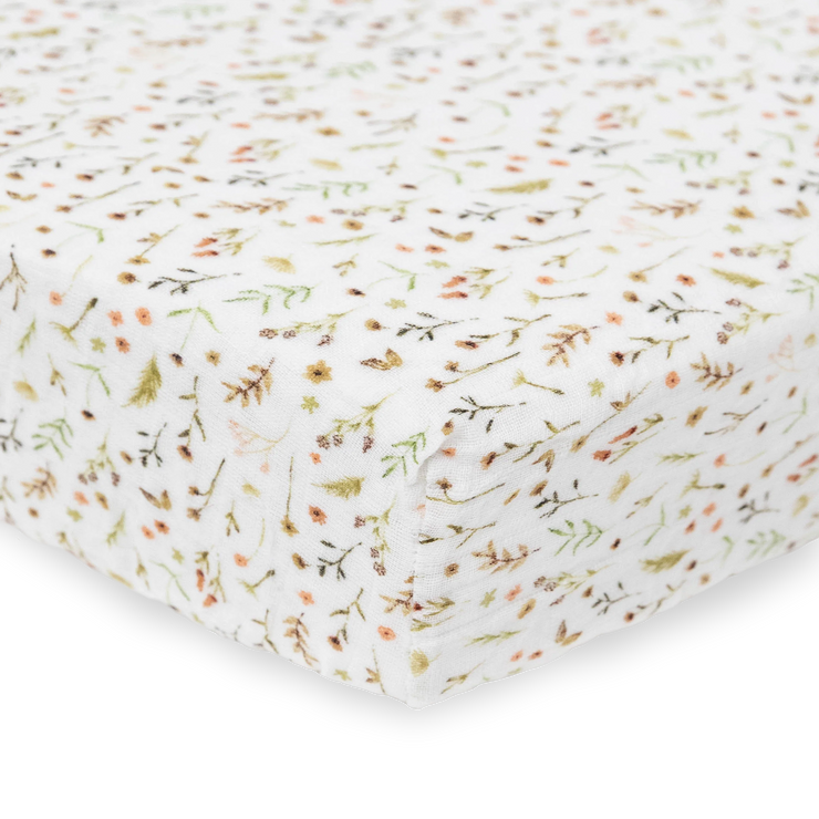 Organic Cotton Muslin Crib Sheet - Floral Field