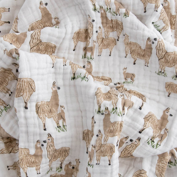 Cotton Muslin Baby Quilt - Llama Llama